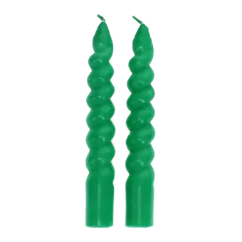 Twisted candles (pack of 2) - Dark green