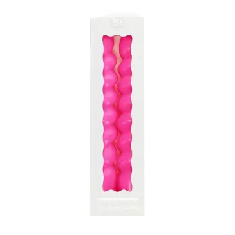 Twisted candles (pack of 2) - Bright pink