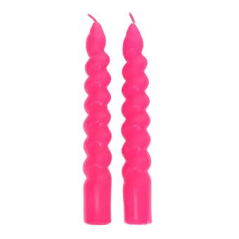 Twisted candles (pack of 2) - Bright pink