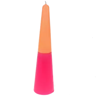 Tall two-colour cone candle - Pink-orange