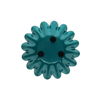 Enamel cupped flower candle holder - Blue