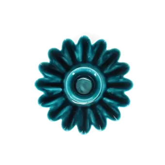 Enamel cupped flower candle holder - Blue