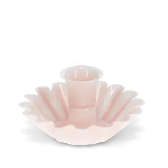 Enamel cupped flower candle holder - Pink