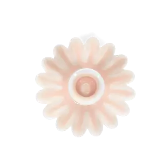 Enamel cupped flower candle holder - Pink