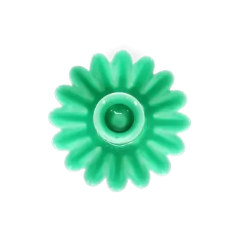 Enamel cupped flower candle holder - Green