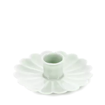 Enamel flat flower candle holder - Light grey