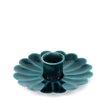 Enamel flat flower candle holder - Blue