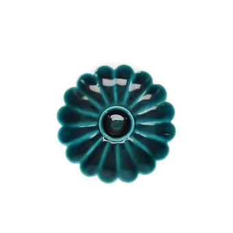 Enamel flat flower candle holder - Blue