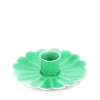 Enamel flat flower candle holder - Green