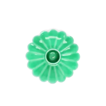 Enamel flat flower candle holder - Green