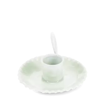Enamel chamberstick candle holder - Light grey