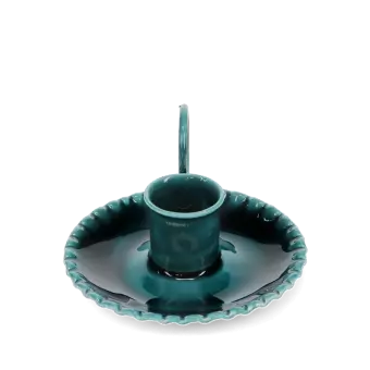 Enamel chamberstick candle holder - Blue