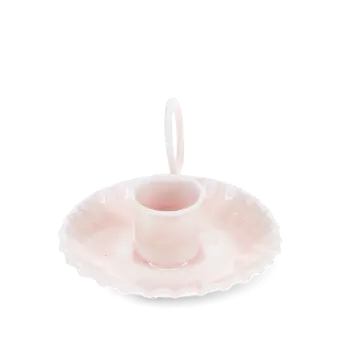 Enamel chamberstick candle holder - Pink