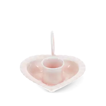 Enamel heart-shaped candle holder - Pink