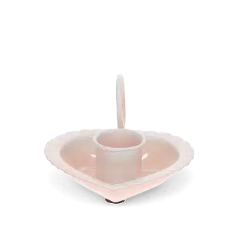 Enamel heart-shaped candle holder - Pink
