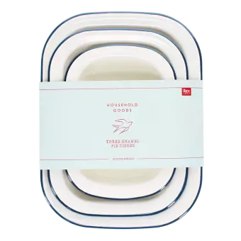 Enamel pie dishes (set of 3) - Blue