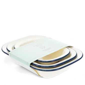 Enamel pie dishes (set of 3) - Blue