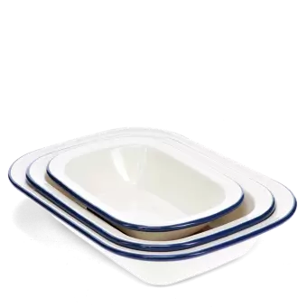 Enamel pie dishes (set of 3) - Blue