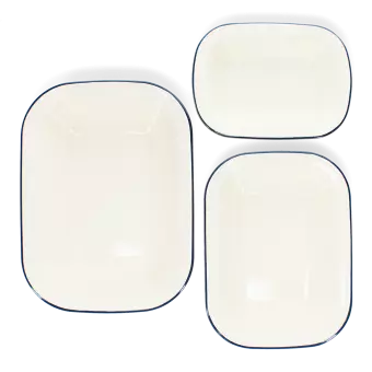 Enamel pie dishes (set of 3) - Blue