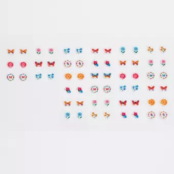 Stick on earrings (30 pairs) - Floral Flutter