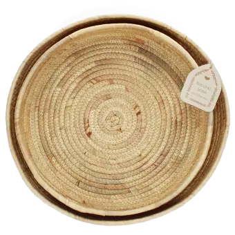 Round water hyacinth trays (set of 2)