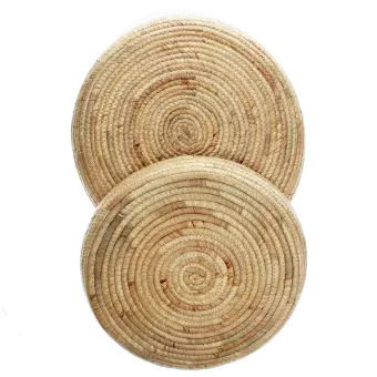 Round water hyacinth trays (set of 2)