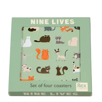 Nine Lives coasters (set of 4) in box