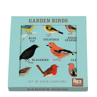 Garden Birds coasters (set of 4) in box