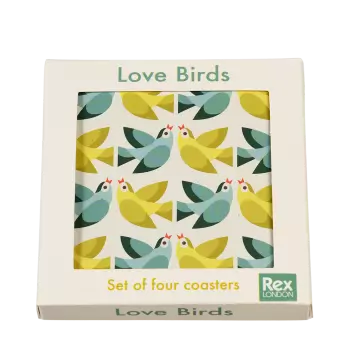 Love Birds coasters (set of 4) in box
