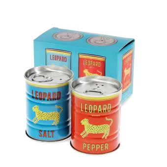 Tin salt and pepper shakers - LEOPARD