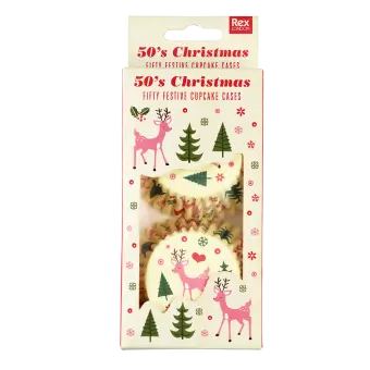 50s Christmas cupcake cases pack of 50 in box
