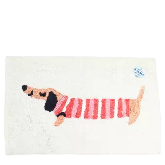 Cotton tufted bath mat sausage dog