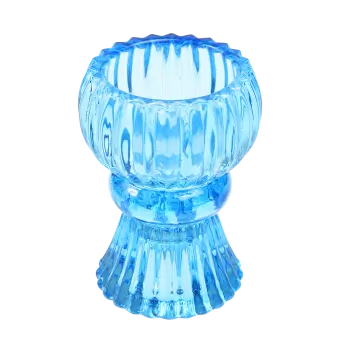Double Ended Blue Glass Candlestick