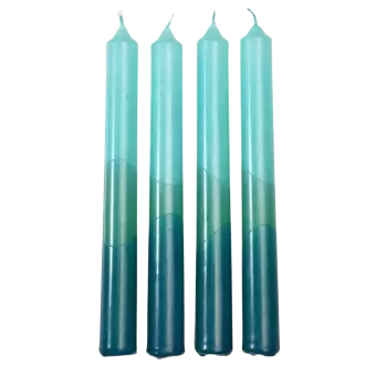 Dip Dye Candles Light Blue, Aquamarine And Dark Blue (set Of 4)