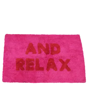Pink "And Relax" Tufted Cotton Bath Mat