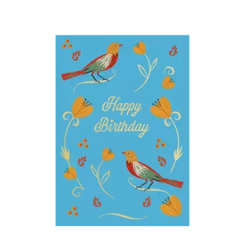 Flower Birds Birthday Card