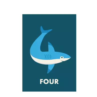 Shark 'four' Birthday Card