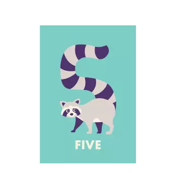 Racoon 'five' Birthday Card