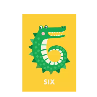 Crocodile 'six' Birthday Card