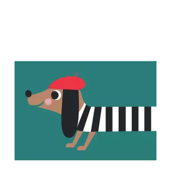 Dog In Beret Greeting Card
