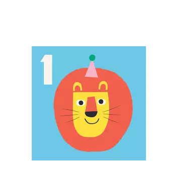 Lion 'one' Birthday Card