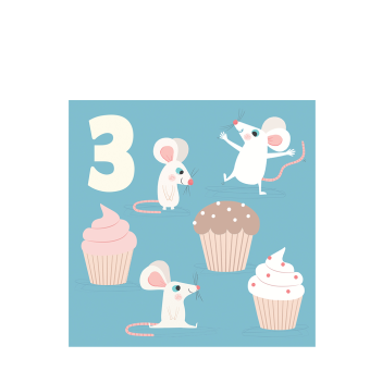 Mouse 'three' Birthday Card