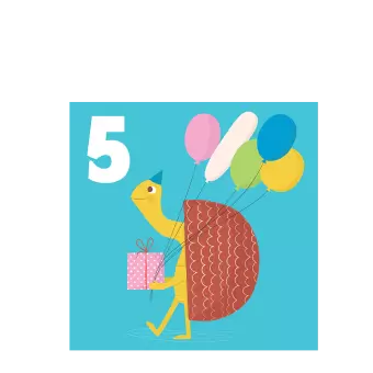 Tortoise 'five' Birthday Card