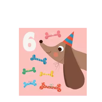Dog And Bones 'six' Birthday Card