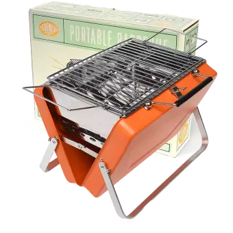 Portable Suitcase Bbq - Burnt Orange