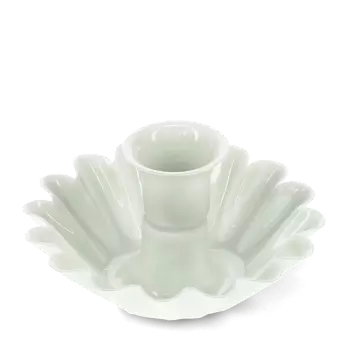 Enamel cupped flower candle holder - Light grey