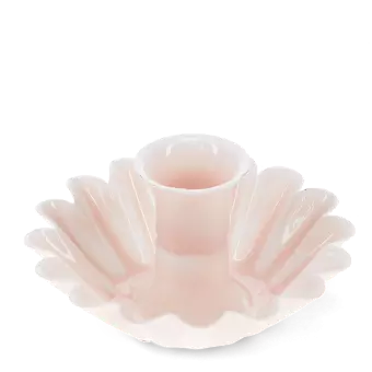 Enamel cupped flower candle holder - Pink