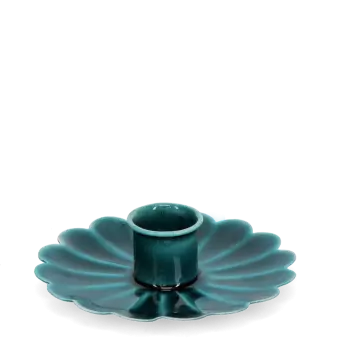 Enamel flat flower candle holder - Blue
