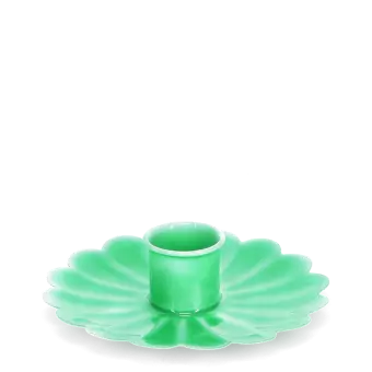 Enamel flat flower candle holder - Green