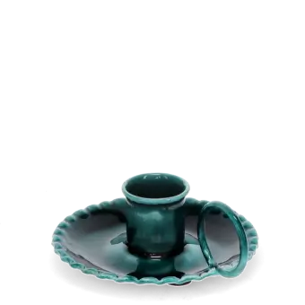 Enamel chamberstick candle holder - Blue